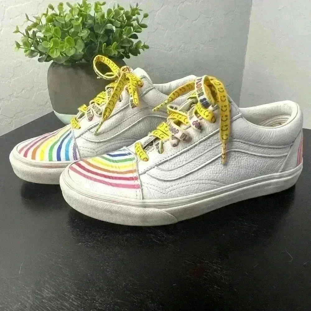 Vans Off the Wall Low Top Rainbow Slour Shop By Amirah Kassem Shoes W7/M5.5